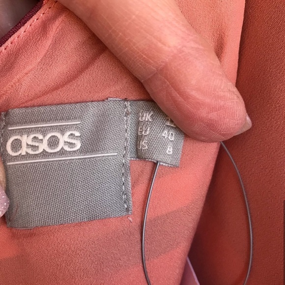 ASOS Pink, Dark Mauve, White & Grey Striped Ruffle Dress - Picture 8 of 12